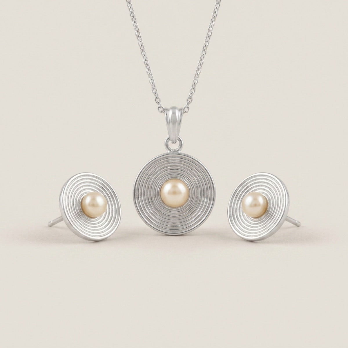 Spiral Pearl Pendant Set