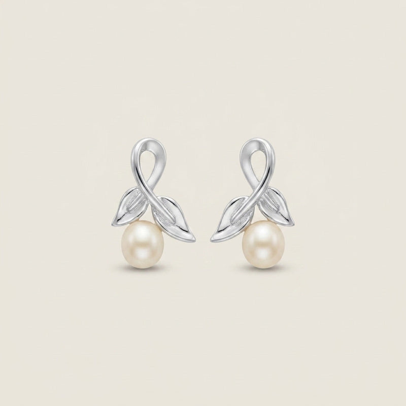 Infinity Pearl Drop Earrings in 92.5 sterling silver and freshwater pearl