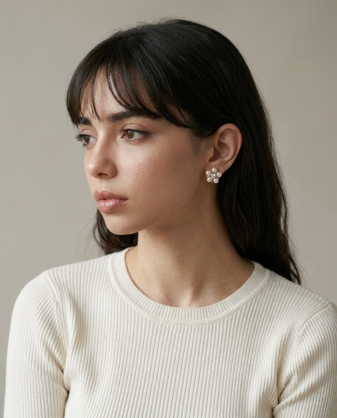 Pearl Cluster Studs worn
