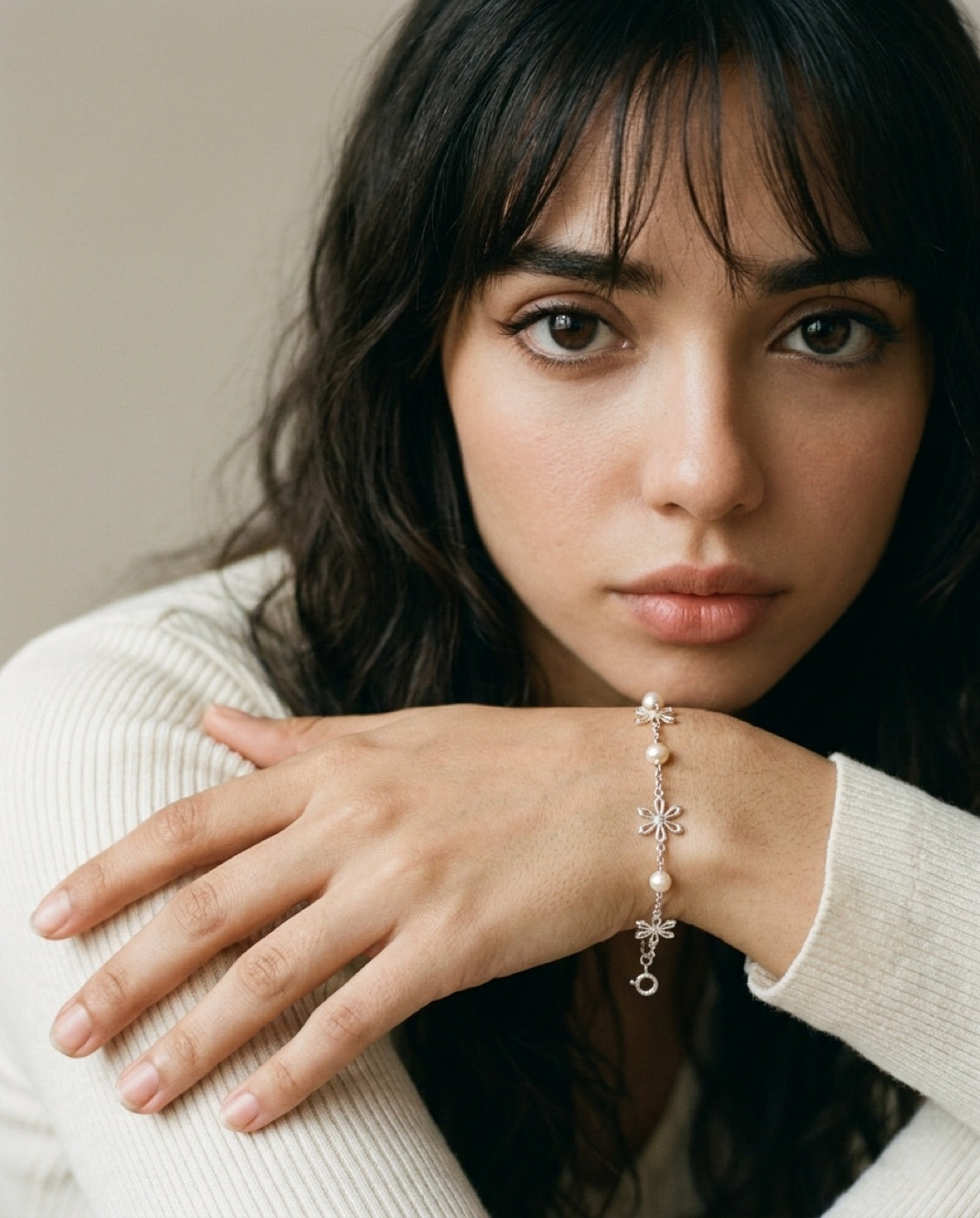 Flower Station Pearl Bracelet worn