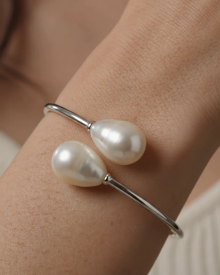 Twin Baroque Pearl Cuff worn